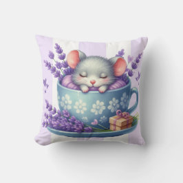 Schlafende Maus in Teetasse Kissen
