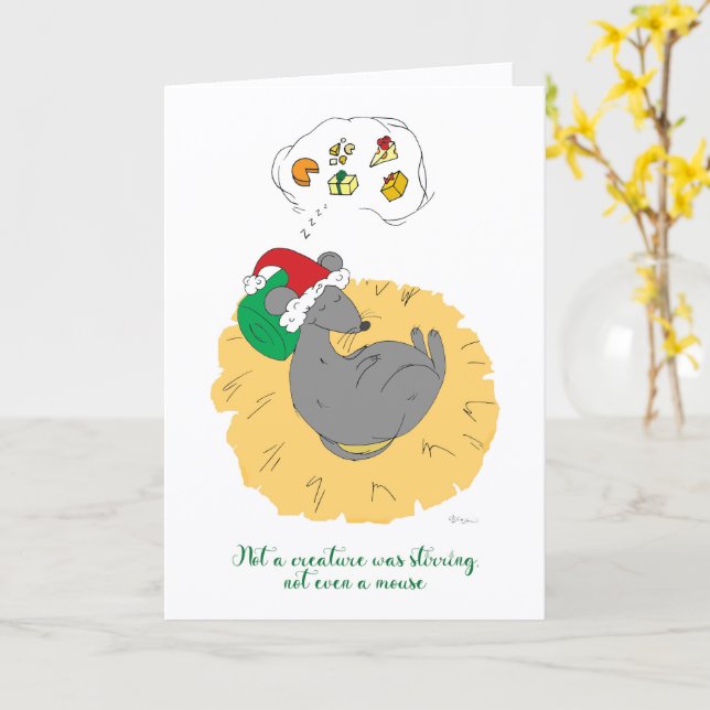 Schlafende Maus Weihnachtskarte Hübsche Feiertage Karte (Gelbe Blume)