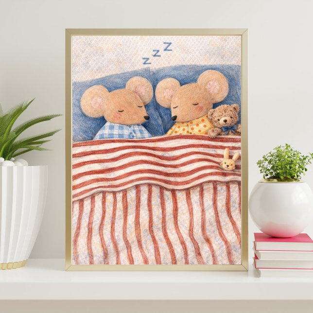 schlafende Mäuse Illustration | süße Mäuse Kunst Poster (Von Creator hochgeladen)