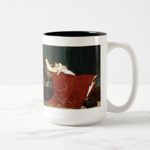 Schlafende Mutter und Kind im Retro-Look Zweifarbige Tasse
