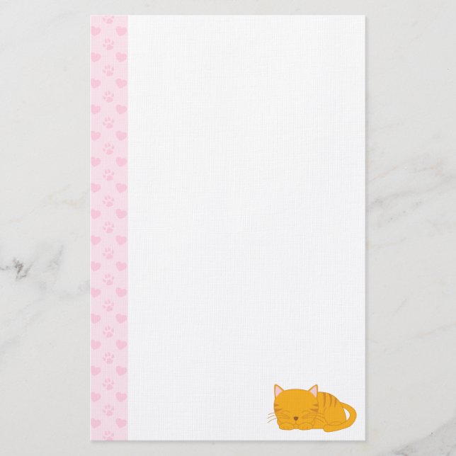 Schlafende Orange Tabby Cat Briefpapier (Vorderseite)