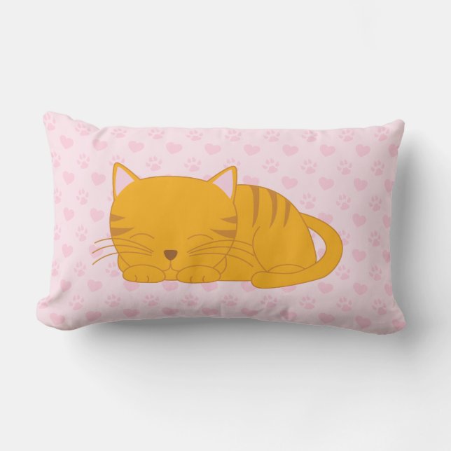 Schlafende Orange Tabby Cat Lendenkissen (Vorderseite)