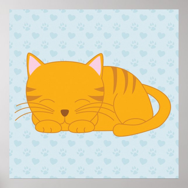 Schlafende Orange Tabby Cat Poster (Vorne)