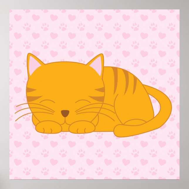 Schlafende Orange Tabby Cat Poster (Vorne)
