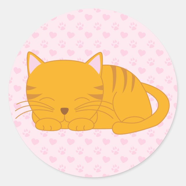 Schlafende Orange Tabby Cat Runder Aufkleber (Vorderseite)