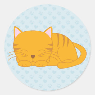 Schlafende Orange Tabby Cat Runder Aufkleber