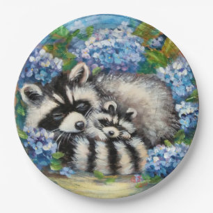 Schlafende Raccoon Mama & Baby Paper Teller