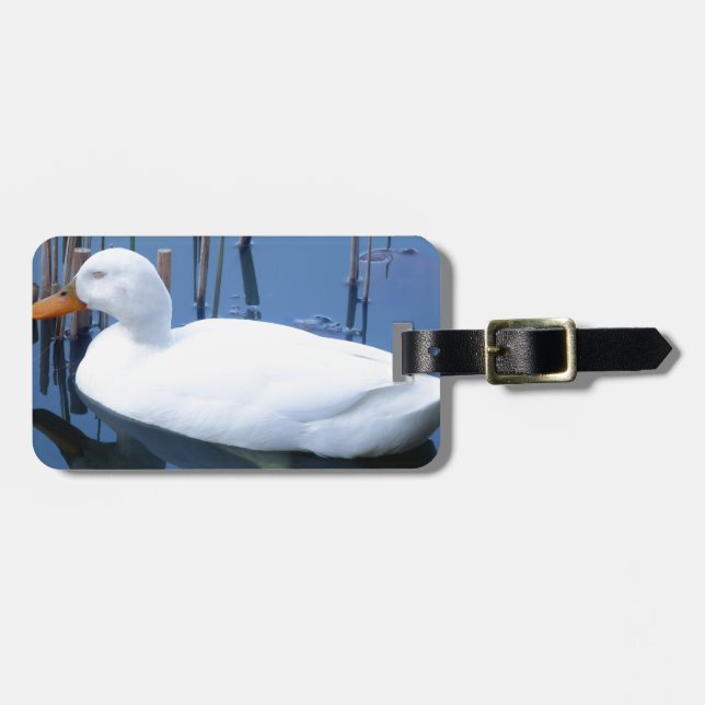 Schlafende Reflektion bei weißem Duck Gepäckanhänger (Vorderseite horizontal)