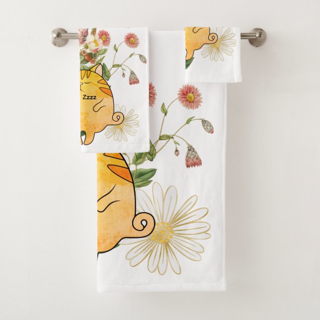 Schlafende rote Katze Badhandtuch Set (Insitu)