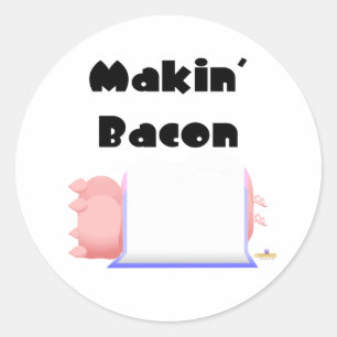 Schlafende Schweine Blaurosa Blanket Makin' Bacon Runder Aufkleber