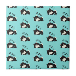 Schlafende Spitz Hunde Tiere Lover ZZ Haustier Fliese