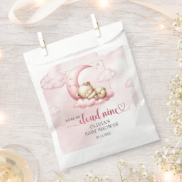 Schlafende Teddy Bär auf Wolke neun rosa Mädchen Geschenktütchen