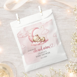 Schlafende Teddy Bär auf Wolke neun rosa Mädchen Geschenktütchen