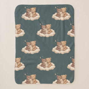 Schlafende Teddybären Wolken Babydecke Sherpadecke