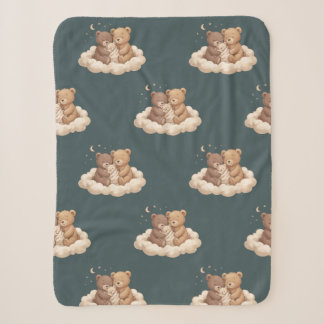 Schlafende Teddybären Wolken Babydecke Sherpadecke
