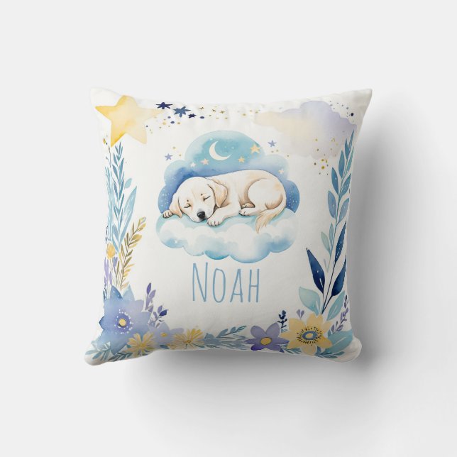Schlafende Welpe Labrador Boho Name Kinderzimmer P Kissen (Rückseite)