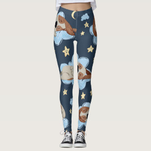 Schlafende Welpen: gutes Nachtmuster Leggings
