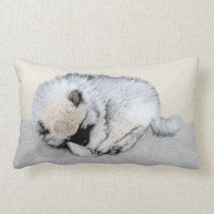 Schlafende Welpen-Malerei Original Hundekunst Lendenkissen