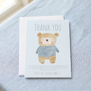 Schlafender Bär blau Baby Shower Süß danke