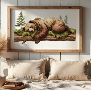 Schlafender Bär   Wald-Themen-Kinderzimmer Poster