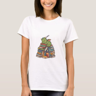 Schlafender Bücherwurm-Drache T-Shirt