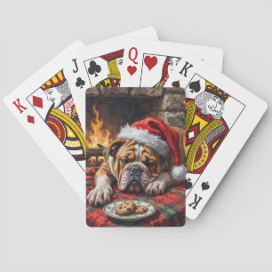Schlafender Bulldog Hund Schnell Schlafend Weihnac Spielkarten