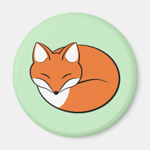 Schlafender Cartoon Fox auf Grün Magnet