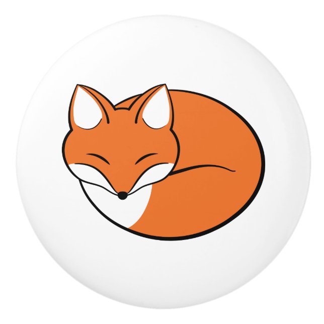 Schlafender Cartoon Fox Keramikknauf (Vorderseite)