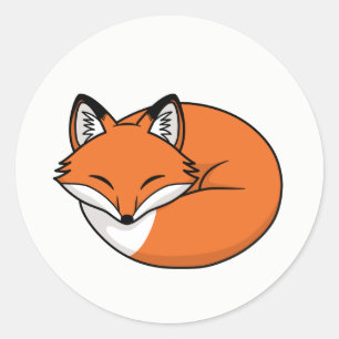 Schlafender Cartoon Fox Runder Aufkleber