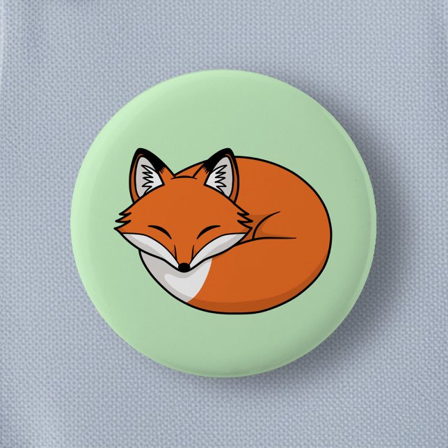 Schlafender Cartoon-Fuchs auf Grün Button (Von Creator hochgeladen)