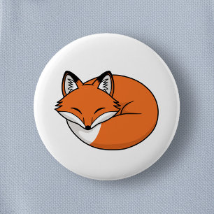 Schlafender Cartoon-Fuchs Button