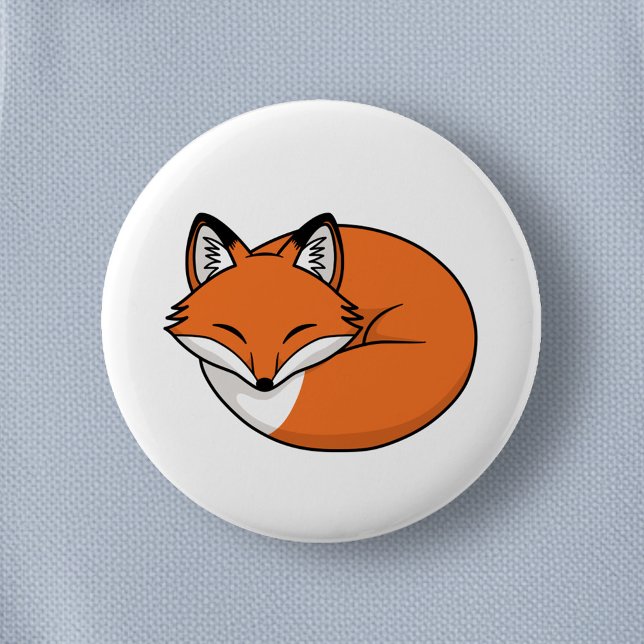 Schlafender Cartoon-Fuchs Button (Von Creator hochgeladen)