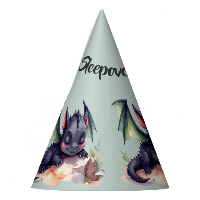 Schlafender Drache mit grünen Flügeln  Partyhütchen (Links)