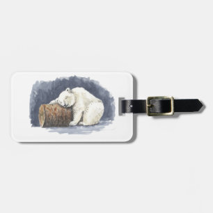 Schlafender Eisbär, Aquarellkunst Gepäckanhänger