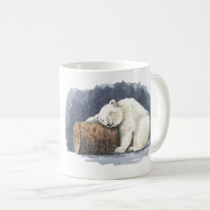 Schlafender Eisbär, Aquarellkunst Kaffeetasse