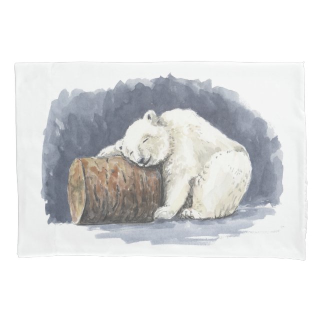 Schlafender Eisbär, Aquarellkunst Kissenbezug (Vorderseite)