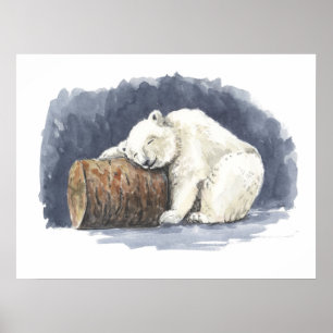 Schlafender Eisbär, Aquarellkunst Poster