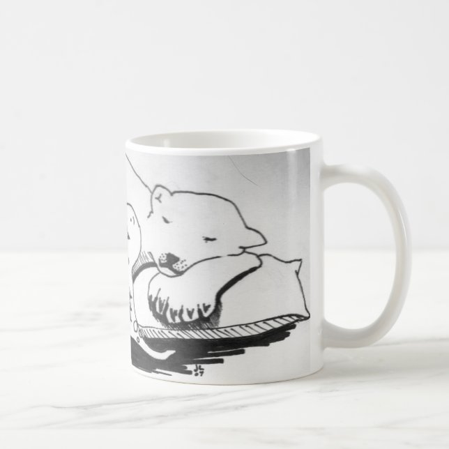 Schlafender Eisbär mit T-Rex Kaffeetasse (Rechts)