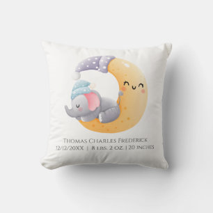 Schlafender Elefant im Mond - Personalisierte Gebu Kissen