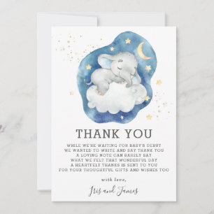 Schlafender Elefant Twinkle Star Baby Shower Junge Dankeskarte