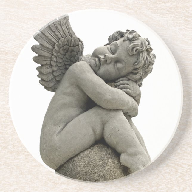 Schlafender Engel-Engels-Skulptur-Untersetzer Getränkeuntersetzer (Vorne)