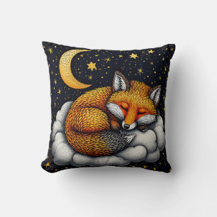 🦊🌙 Schlafender Fuchs Gemütliche Walddekoration G Kissen