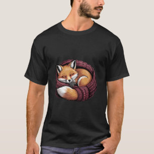 Schlafender Fuchs in Gestrickter Decke Gemütliches T-Shirt