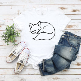 Schlafender Fuchs Linienkunst – Minimale Natur Tie T-Shirt