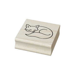 Schlafender Fuchs Linienkunst – Minimale Tierillus Gummistempel
