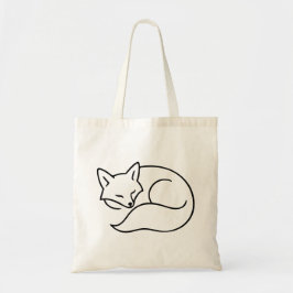 Schlafender Fuchs Linienkunst – Minimalistisches W Tragetasche