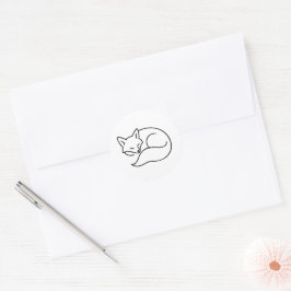 Schlafender Fuchs Linienkunst - Tierillustration Runder Aufkleber