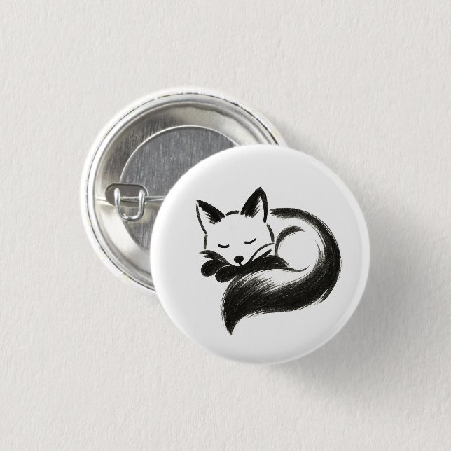 Schlafender Fuchs – Minimalistischer Kreidetier-De Button (Vorne & Hinten)