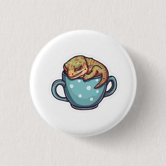 Schlafender Gecko Button (Vorderseite)