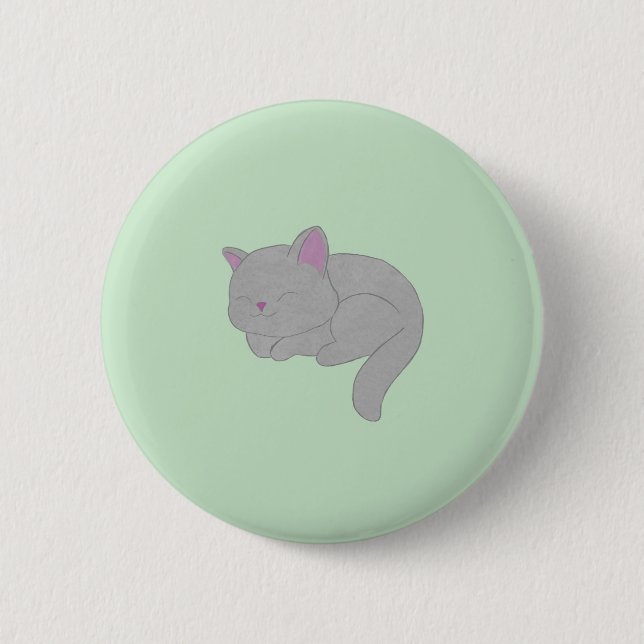 Schlafender grauer Kätzchen-Button Button (Vorderseite)